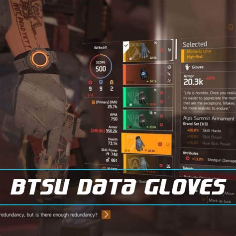 btsu gloves division 2|BTSU Datagloves .